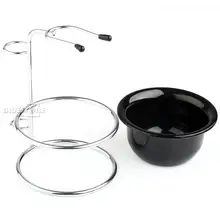 Держатель для кисти для бритья из нержавеющей стали+ пластиковая миска-чашка для бритья