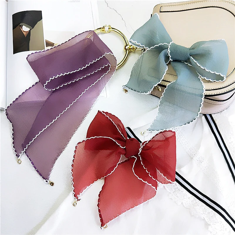 

8Colors Pure Color Organza Scarf for Women Head Hat Bag Bandage Ladies Festival Handkerchief Hijab Foulard Scarves 8*90cm