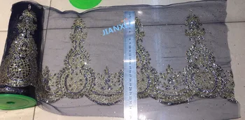 

Glued glitter sequins lace trim CiCi-110121 mesh african indian lace fabric for wedding