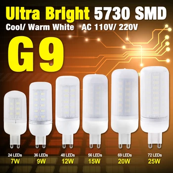 

10PCS Lampada LED Lamp G9 220V 110V 24 36 48 56 69 72Leds Bombillas LED Bulb Corn SMD 5730 lamparas de Ampoule LED Light bulbs