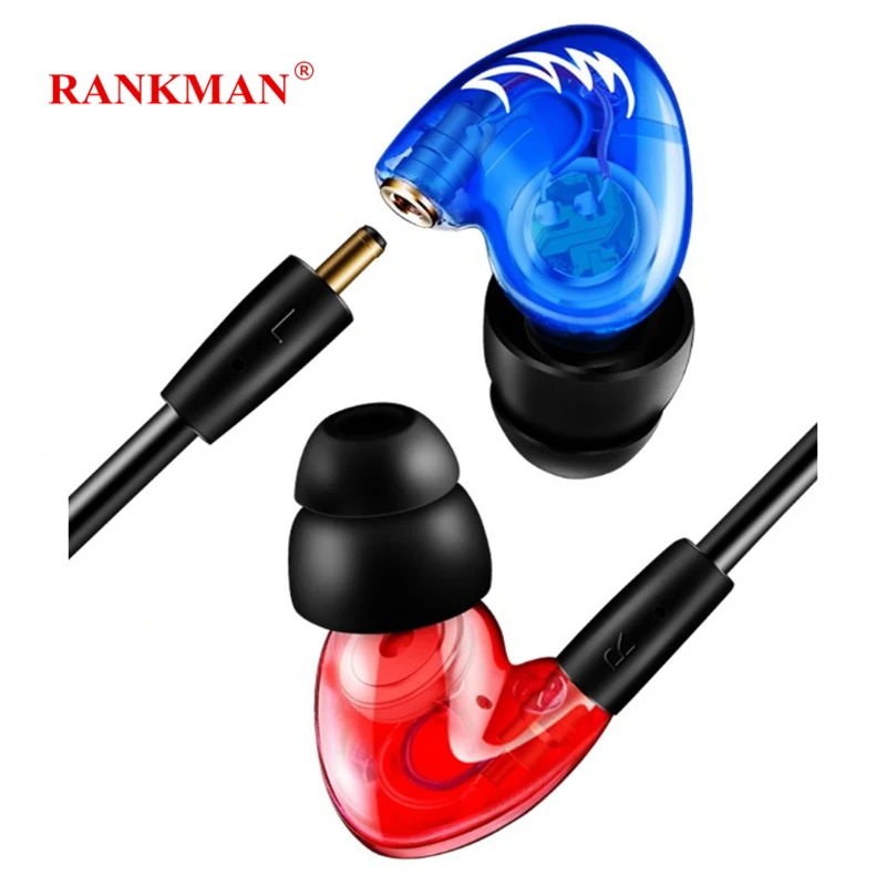 

Rankman HIFI Earphone 3.5 Plug Detachable Cable Earphone Sport Wired Earbuds with Micphone for Mp3 Phones