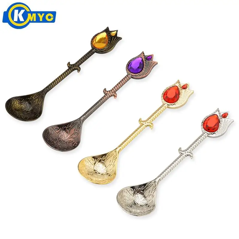 KMYC 4 шт. кофейная ложка из нержавеющей стали с акриловым драгоценным камнем в