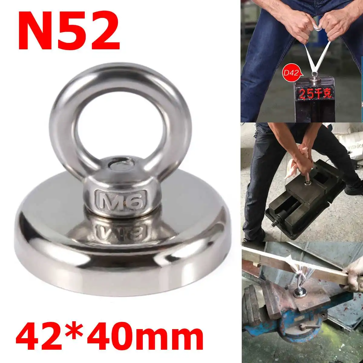 

D42 Strong Salvage Magnet Pot Fishing Magnets Deep Sea Salvage Fishing Hook Neodymium Magnet All Size Treasure Hunter Holder