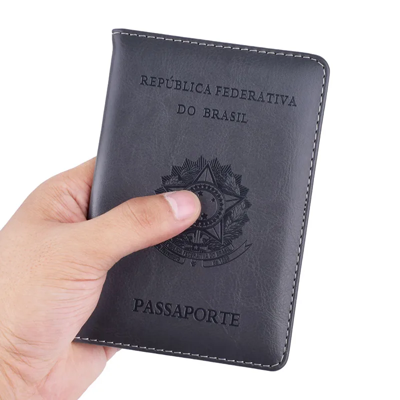 

Pu Leather Brazil Passport Holder Covers Men Women Travelling Passport Case