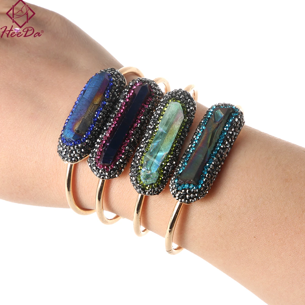 

Heeda Kpop Vintage Nature Stone Opening Bangle Women Graceful Joker Geometric Bracelet 2019 New Lady Birthday Gift Jewelry