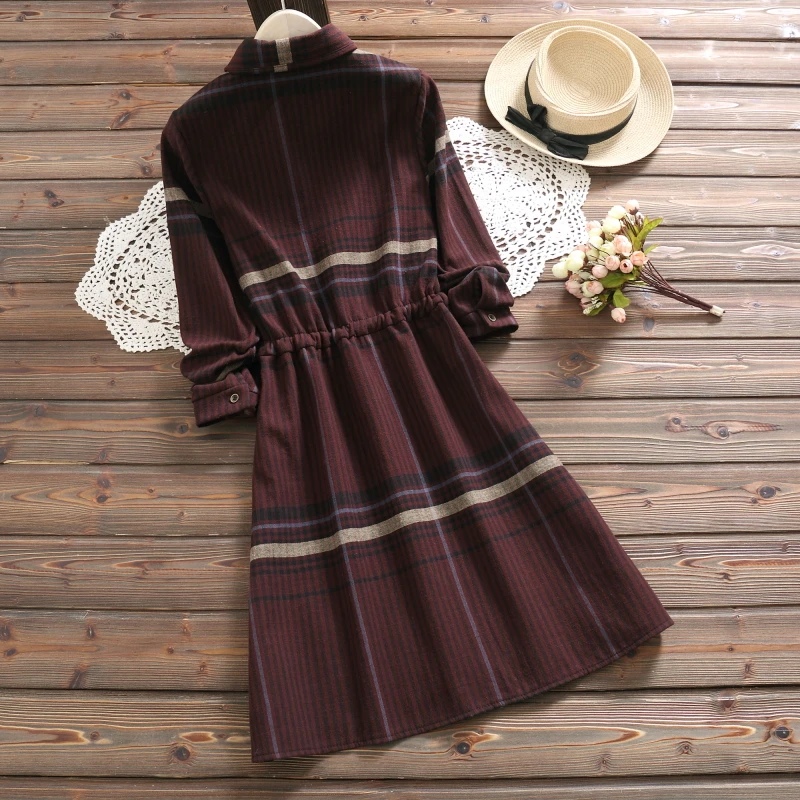 Зимнее плотное бархатное платье в полоску; Новинка года; милое платье с длинными рукавами; mori girl vestidos