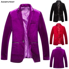 Adisputent вельветовые Лоскутные тонкие костюмы пиджак мужской формальный однобортный костюм Homme свадебное платье блейзеры