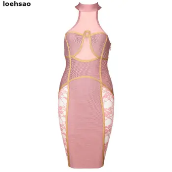 

Fahion Vantage Summer Dress O-Neck Black Pink Lace Women Wedding Evening Party Dresses Vestido Knee-Length Bodycon Bandage Dress