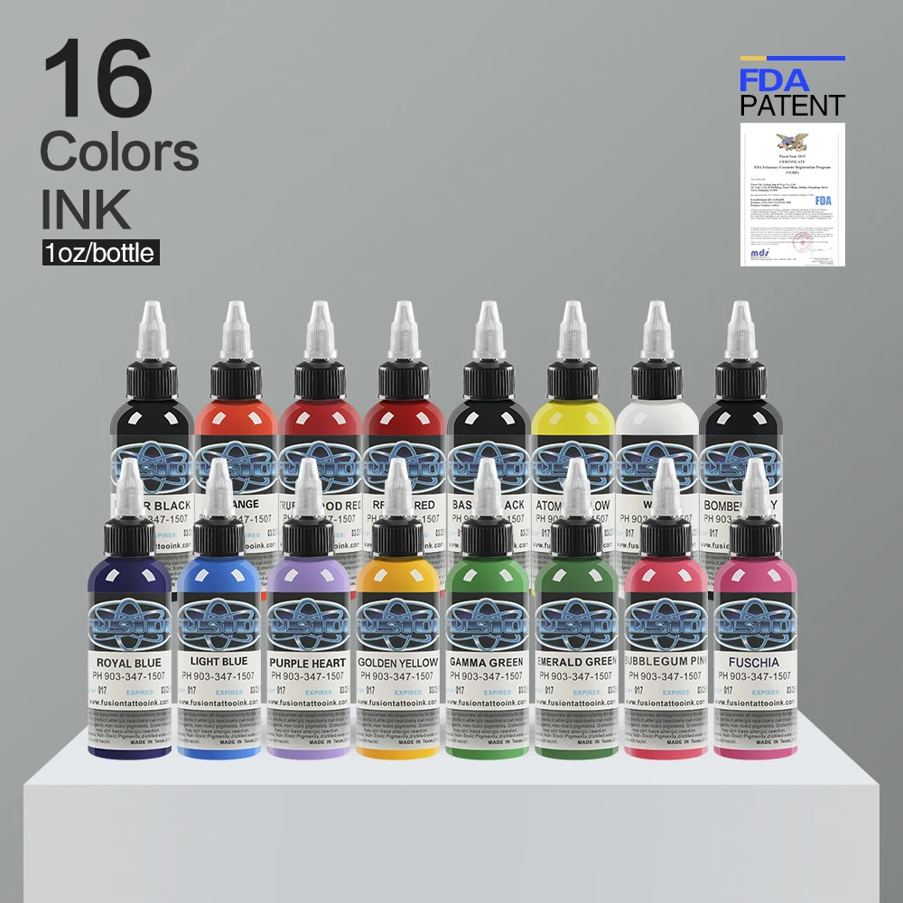 

NEW Permanent Makeover Tattoo Ink Fusion 16 Color Set 30ml/bottle Tattoo Pigment Makeup Set For Body Tattoo Art Fast