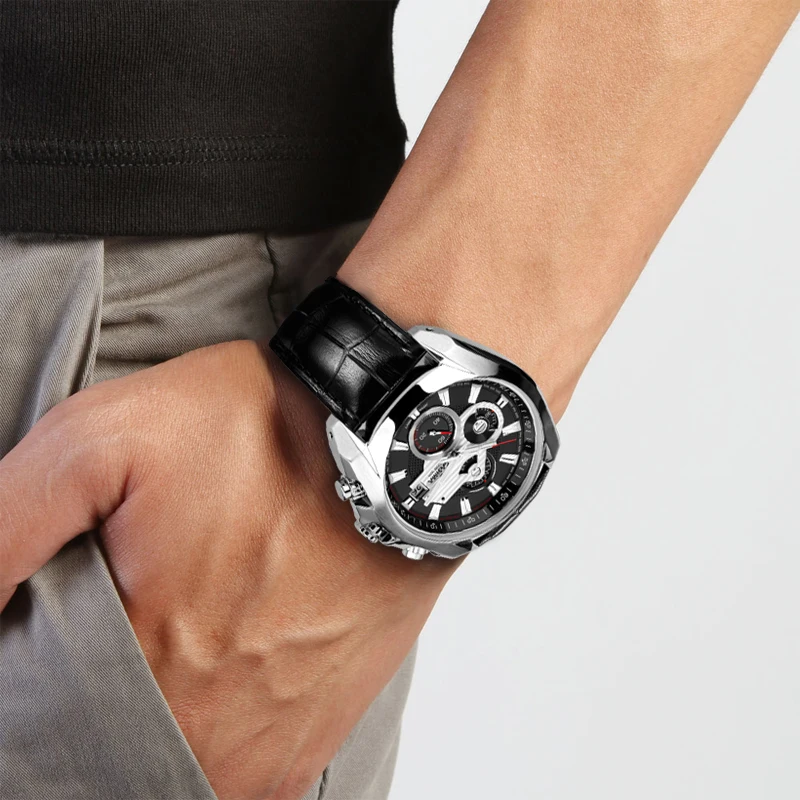 Мужские s часы Топ бренд класса люкс Casima мужские военные спортивные светящиеся наручные часы с хронографом кожаные кварцевые часы Relogio Masculino