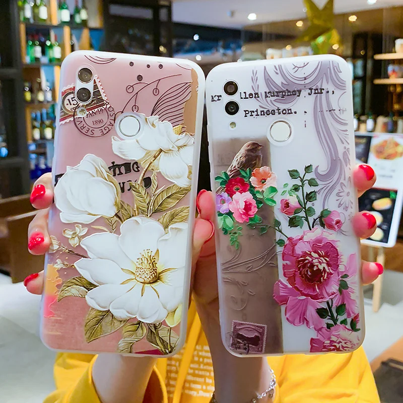 

3D Relief Floral Cases For Huawei Y7 2019 Case For Huawei P Smart 2019 Mate 20 10Pro P20 P30 Pro Y9 2019 Frosted Silicone Covers