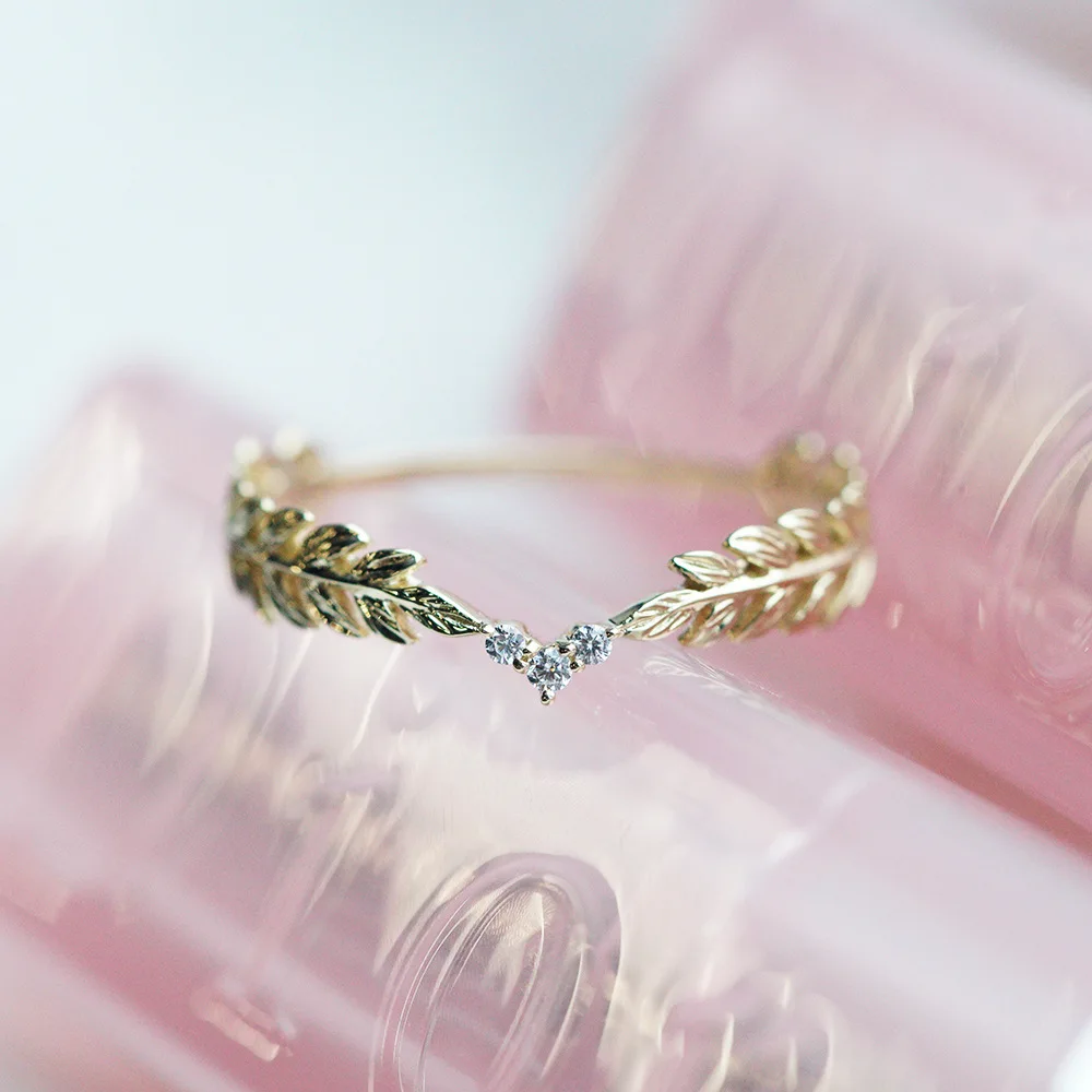 Shayao модное золотистое кольцо из перьев с кристаллами для женщин Свадебные обручальные кольца для влюбленных вечерние подарки Ювелирные изделия наивысшего качества