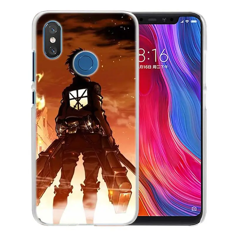 Для Xiao mi Red mi Note 7 Go 6 6A Pro S2 5 Plus 4X mi Play 8 lite A2 A1 Прозрачный жесткий пластиковый чехол с изображением японского аниме атака на Титанов - Цвет: 14