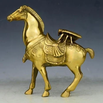 

Antique china brass hand made fengshui lucky horse Fly statue