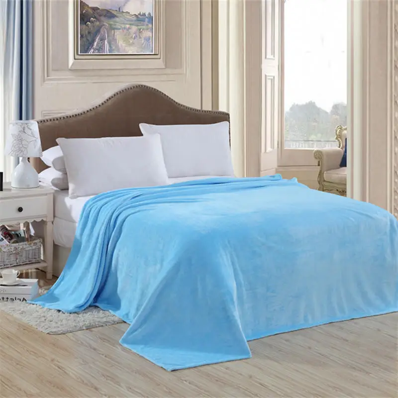Одноцветный фланелевый диван одеяло, дорожное одеяло и летнее одеяло, Высокоплотный текстиль мягкий и удобный для качественного сна - Цвет: color 10