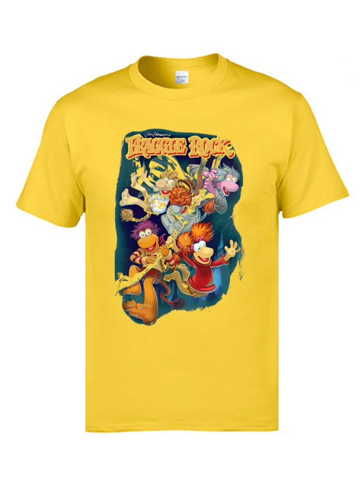 Fraggle Rock 15980 Graphic Short Sleeve Design T-Shirt 100% Cotton Crewneck Men Tees 3D Printed T-Shirt Summer Fall Fraggle Rock 15980 yellow