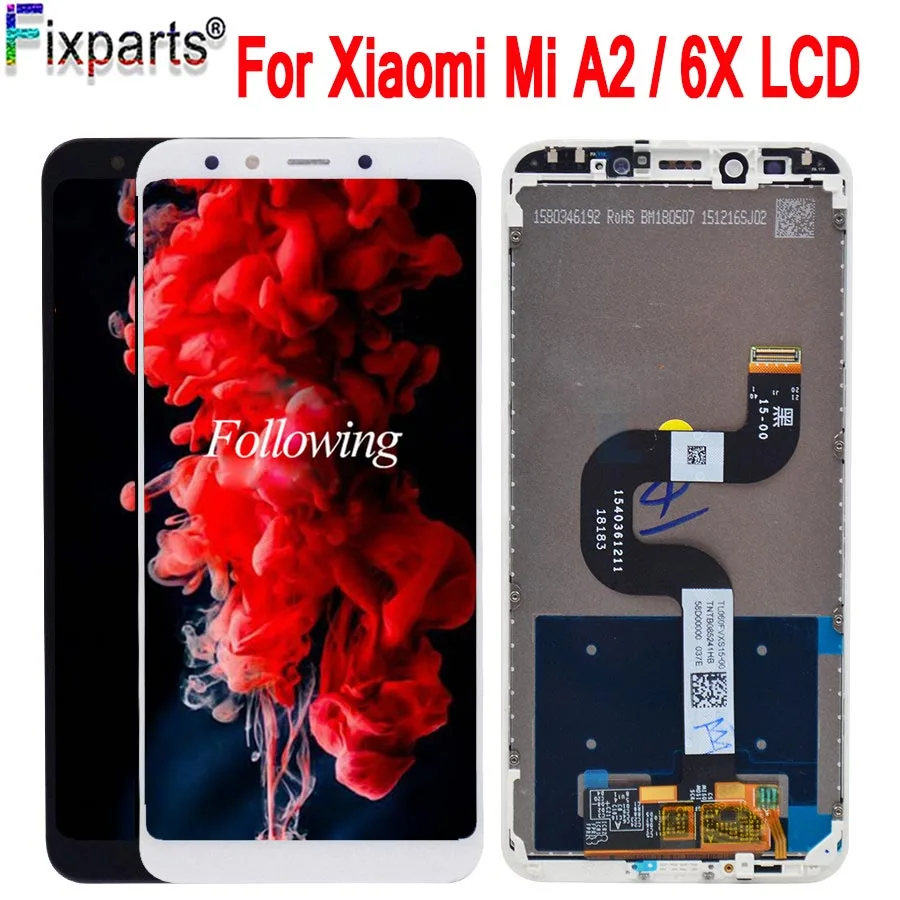 

Black Xiaomi Mi A2 LCD Display Touch Screen Digitizer Assembly 1080 x 2160 With Tools Replacement 5.99" Xiaomi Mi 6X Display
