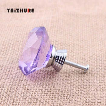 

40mm 40mm purple Cabinet Knobs and crystal Handles Door Handle Pull For Cabinets Kitchen Furniture Cupboard Drawer