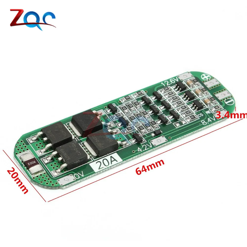 3S 20A литий-ионная литиевая батарея 18650 зарядное устройство PCB плата защиты BMS для сверлильного мотора 12,6 в Lipo ячеечный модуль 64x20x3,4 мм