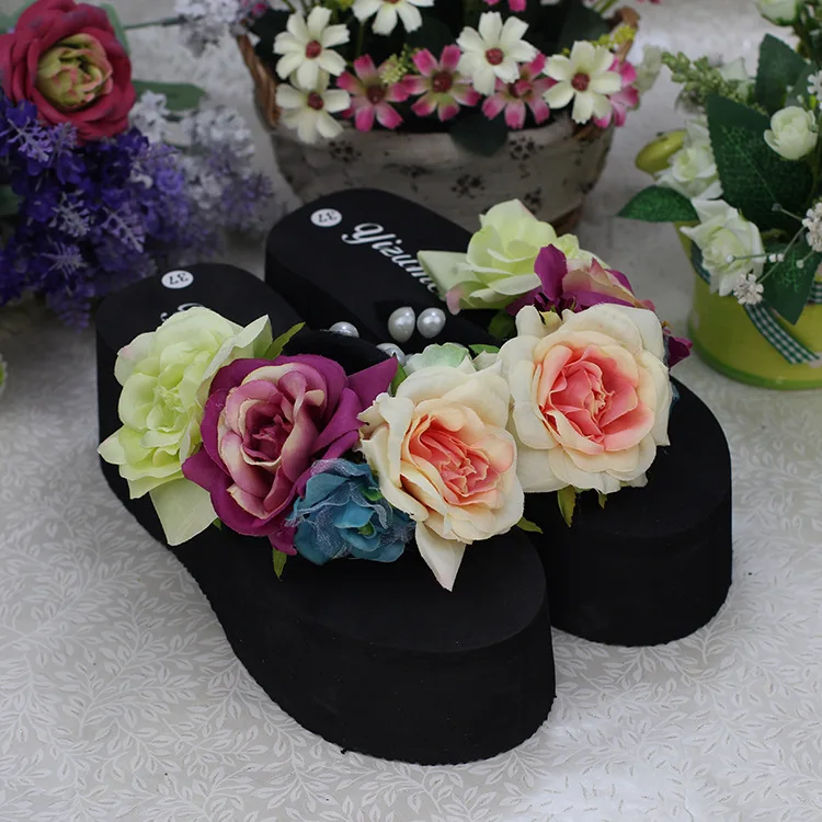 2019 New Womens 7cm Handmade Flower Flip Flops Beautiful Pearl Sandals Shoes Casual Online Shopping46