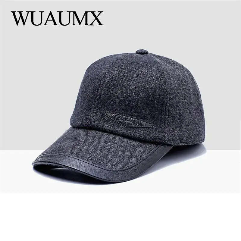 Wuaumx Элитный бренд моды ушанки Кепки Для мужчин осень зима Бейсбол s мужской
