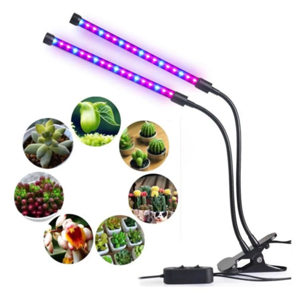 Светодиодный светильник с двумя головками для выращивания растений и цветов, красный, синий, УФ, ИК-лампа, USB Перезаряжаемый Настольный
