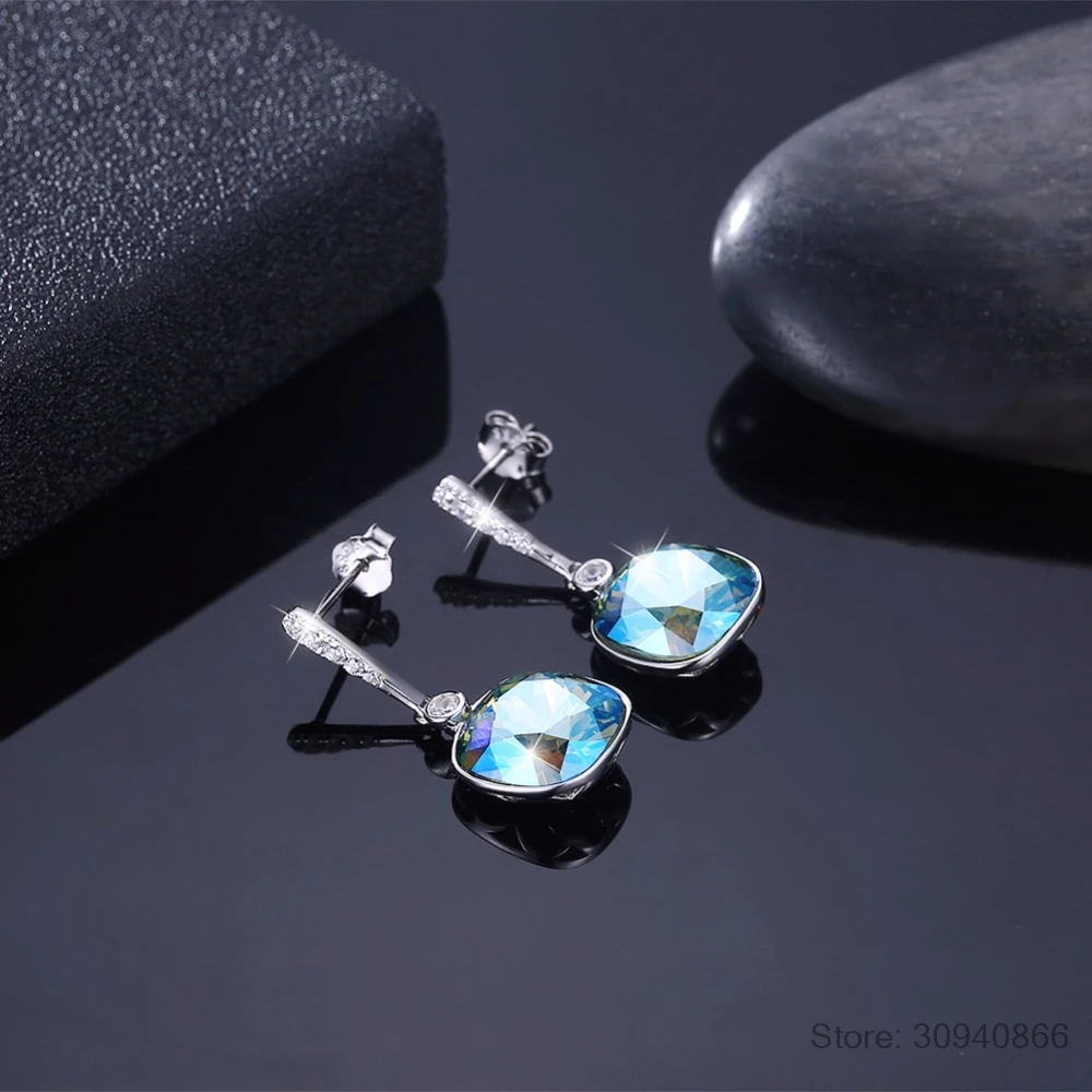 Серьги женские из серебра 925 пробы с кристаллами|Серьги-подвески| |