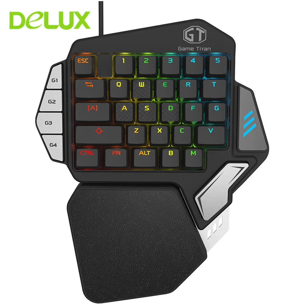 

Delux T9X Mechanical Gaming Keyboard Single Hand Mini USB Wired Keyboards with RGB Backlight Gamer Keyboard for PUBG LOL E-Sport