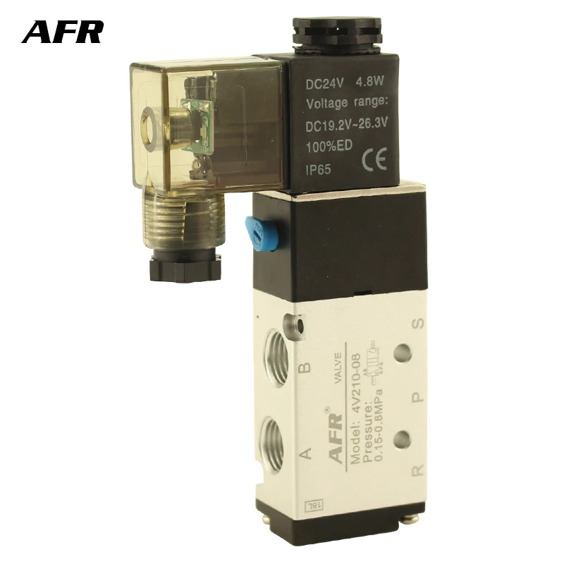 

Air Solenoid Valve 5 Port 2 Position Gas Pneumatic Electric Magnetic Valve DC12V DC24V AC220V AC110V 4V210-08 Solenoid Valve