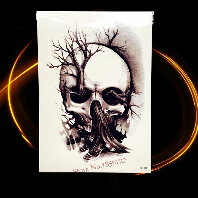 1 Pc Punk Style Rock Crâne Ax Tatouage Pour Hommes Femmes