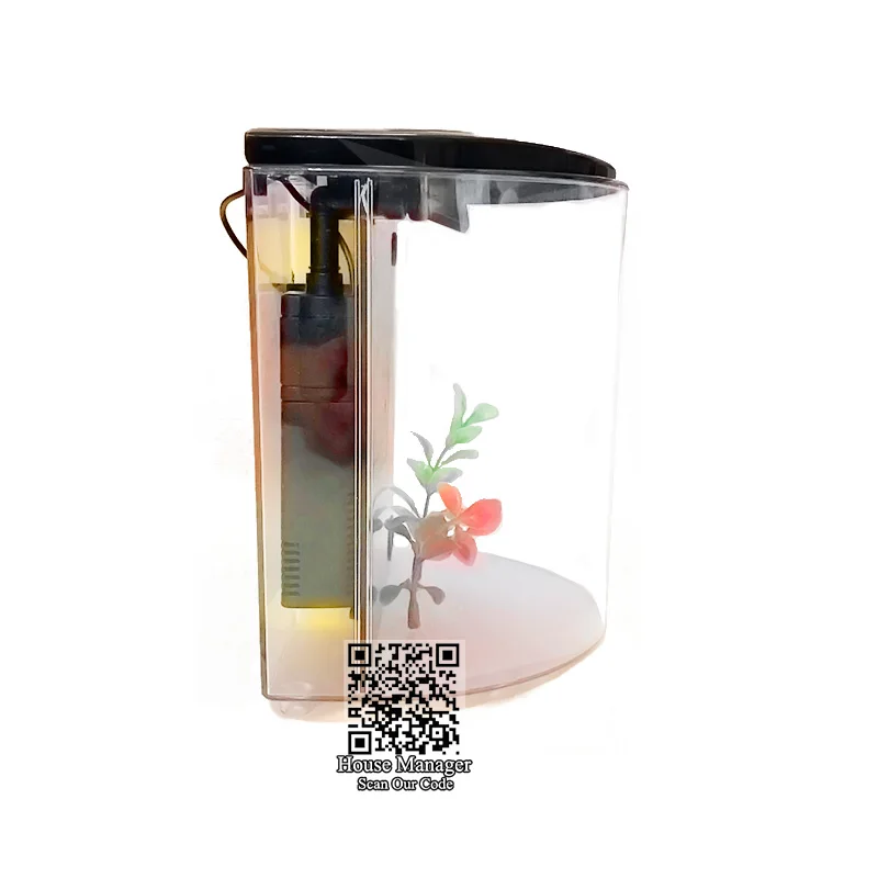20 см маленький 5л Настольный аквариум USB кабель, акриловый аквариум для украшения дома, светодиодный светильник+ водяной насос+ фильтровальные тампоны