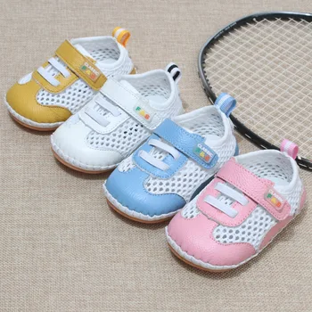 

2019 Summer Baby Shoe Leathers Hollow Cowhide Infant First Walking Shoes Breathable Mesh Bebe Anti-slip Baby Shoes Pink Yellow