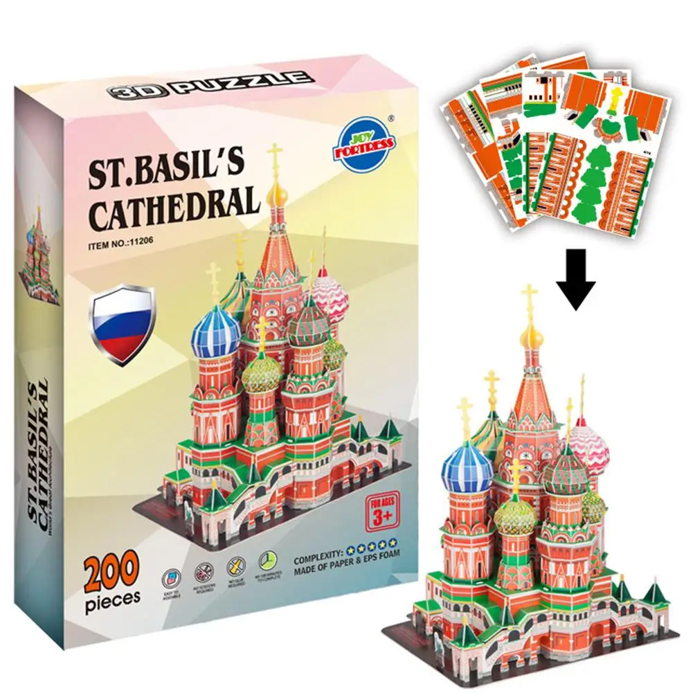 Большой русский 3D головоломки игрушки для детского собора Нотр Дам Святого