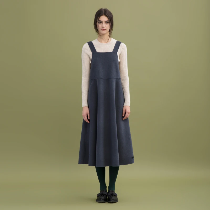 

2018 Original Design New Arrival Autumn Winter 100% wool casual long sleeveless handmade double faced wool dress women