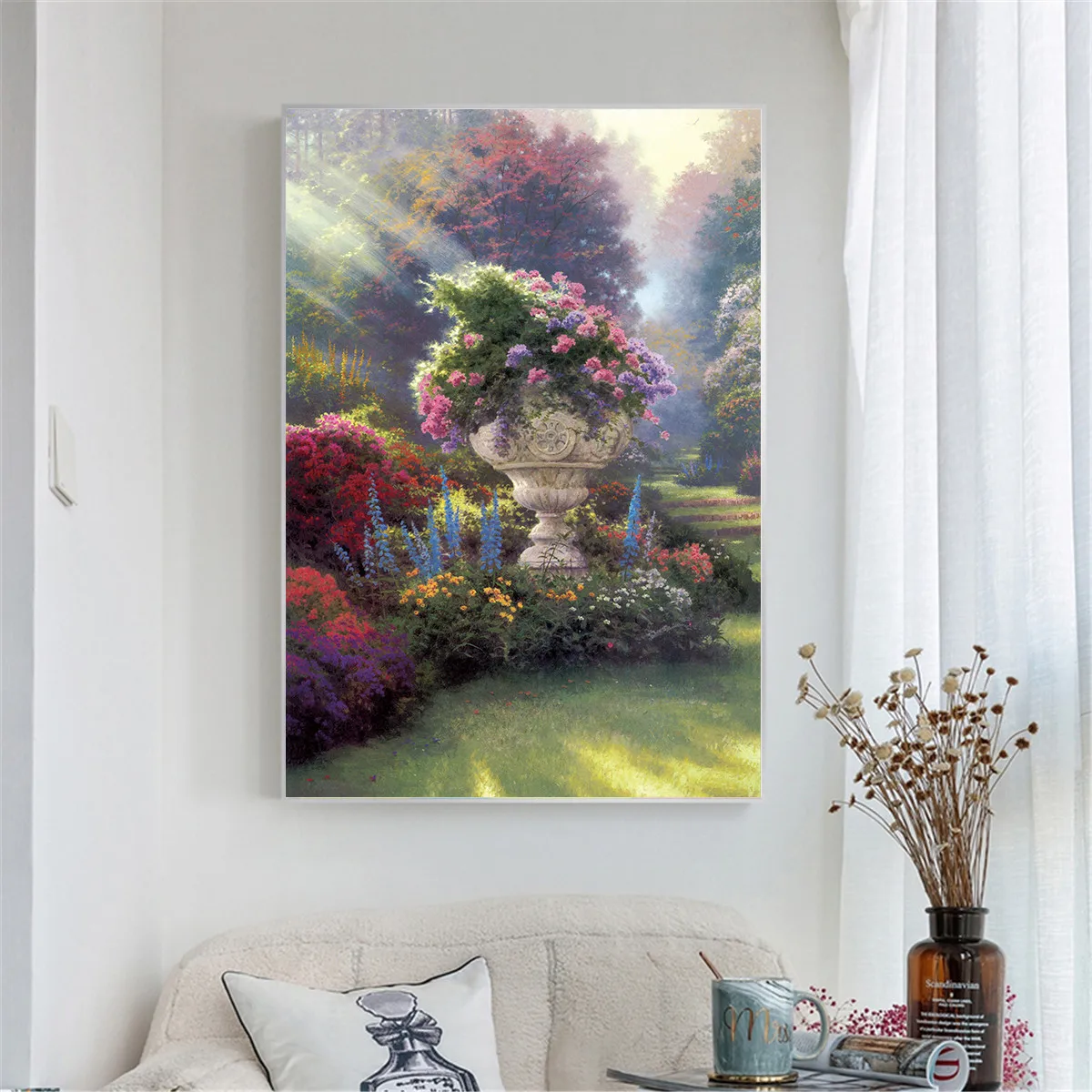 

Abstract Oil Painting On Canvas Pink Flowers Posters and Prints Garden Decoration Wall Pictures Living Room Decoration Pop Art