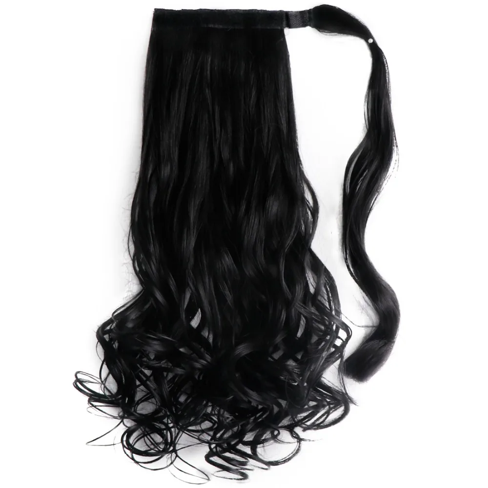 BESTUNG 20Inch Long Curly Wrap Around Synthetic Ponytail Clip in Hair Extensions for Women 120-130g