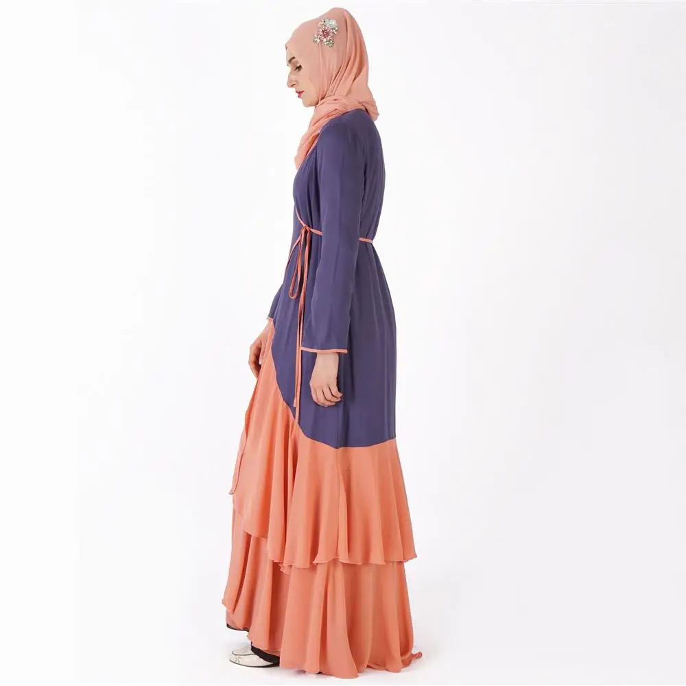 Мусульманское длинное платье для девочки качели оборками шить кардиган «абайя» Туника кимоно длинный халат Jubah Ближний Восток Рамадан