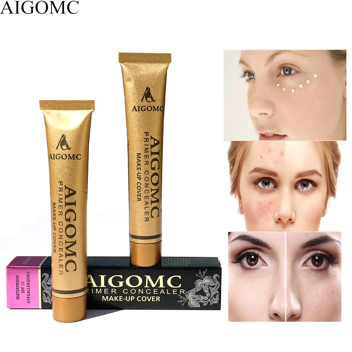 

Aigomc 14 Colors Gold Tube Face Concealer Long Lasting Base Primer Concealer Oil-Control Brighten Cream Makeup Hide Tattoo