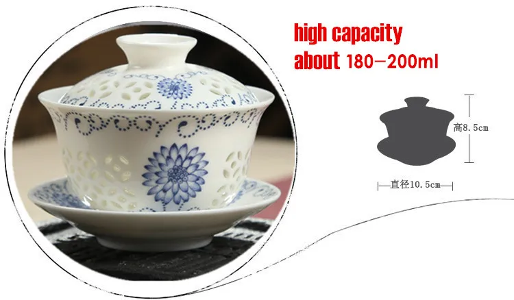 180 мл емкость полуполый чайная чаша китайский Tureen KungFu, чайный набор Gaiwan Чайник, керамическая миска с крышкой чаша чайный сервиз