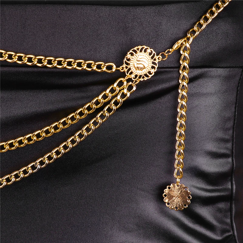 Новый модный роскошный дизайнерский бренд поясная Цепь Позолоченный ремень для женщин Золотая монета Металлические поясные Ремни