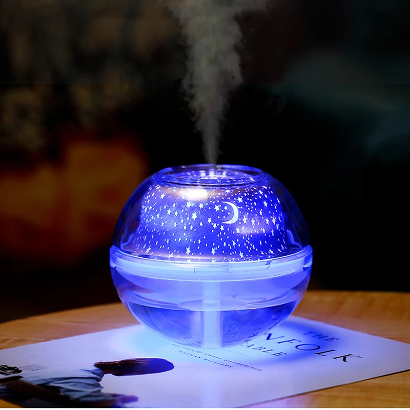 USB Crystal night lamp projector 500ml air humidifier Desktop Aroma diffuser ultrasonic mist maker LED light for home | Бытовая техника