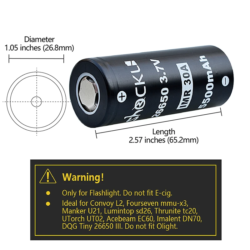 Shockli 26650 аккумулятор 26650 5500mAh 3,7 V литий-ионная аккумуляторная батарея 20A 30A для фонарей высокой мощности U21 l2 TC20 DQG крошечные