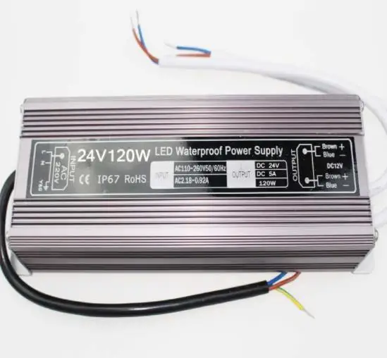 10PCS/LOT Waterproof DC 24V 120W led driver IP67 Access control driver adapter led light transformer 5A power charger for leds