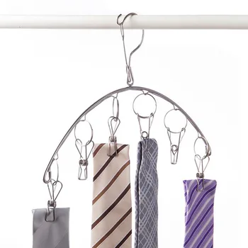 

2 Pcs Stainless Steel Laundry Clothes Drying Rack Hanger with 6 Clips For Drying Socks, Baby Clothes, Cloth Diapers, Bras, Towel