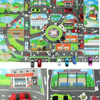 

83*58CM Kids Toys City PARKING LOT Roadmap Map DIY Car Model Toys Climbing Mats English Version Gifts for Kids