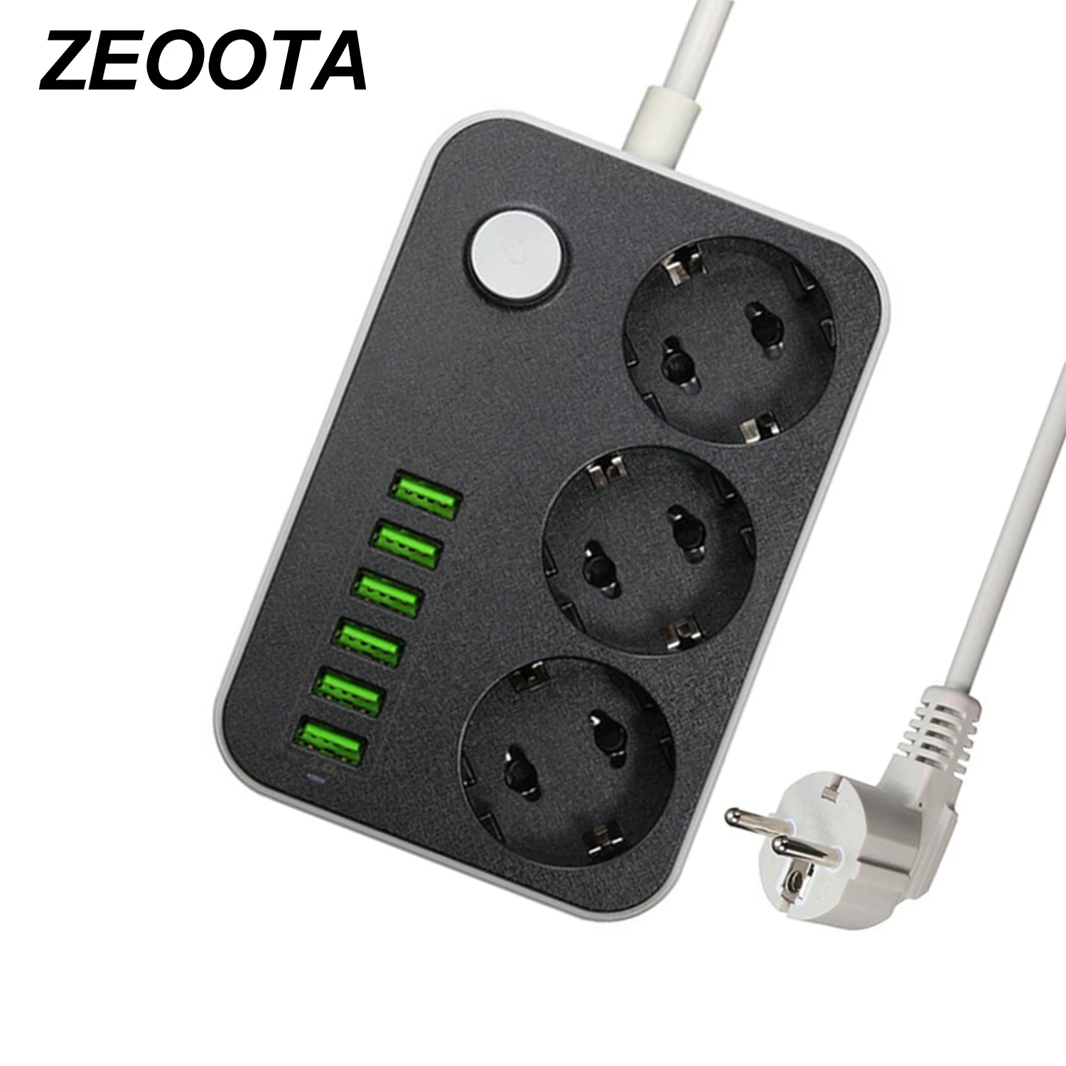 

Power Strip Surge Protector 3 EU AC Outlet Socket with USB 6 Ports Wall Charger Power Adapter Dock 5V 3.4A 1.6ft Extension Cord