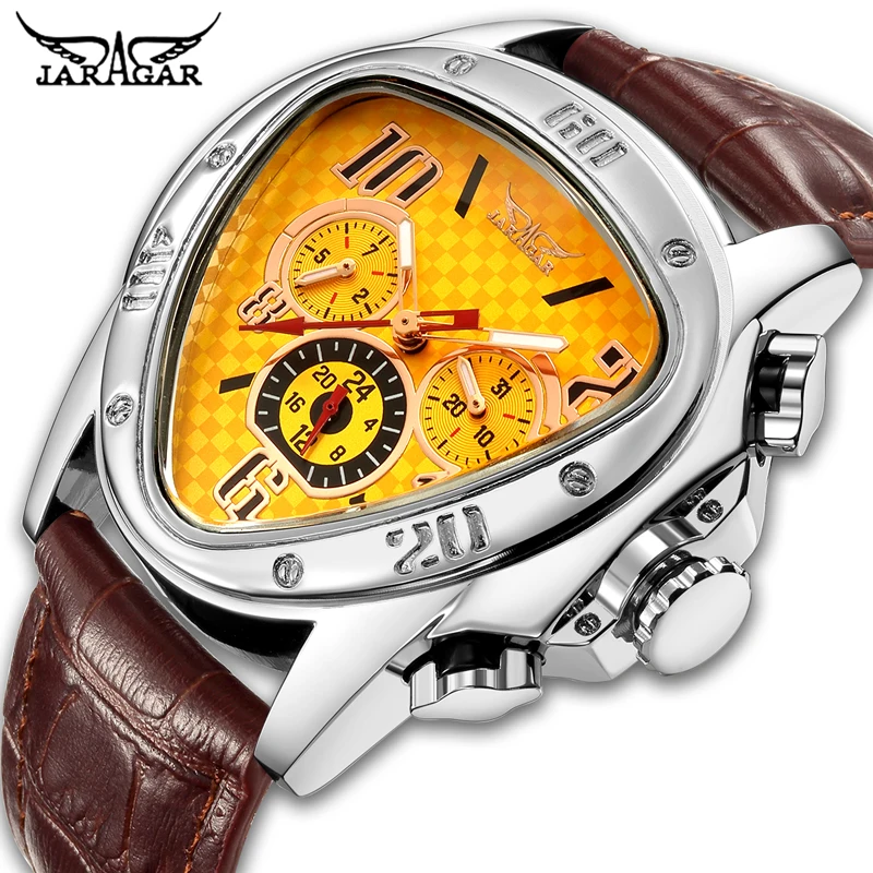 

2019 JARAGAR Men Luxury Mechanical Watch Mens Fashion Sport Leather Strap Watches with Date and Week Display Relogio Masculino