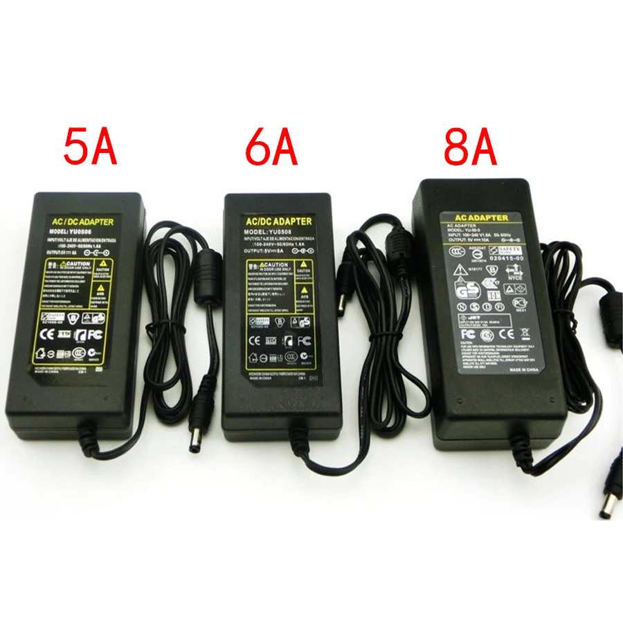 

Power Supply Charger Transformer Adapter DC 5V 5A 6A 8A AC 100V -240V to DC 12V & EU US Plug For 5050 2835 Led Light Strip Lamp