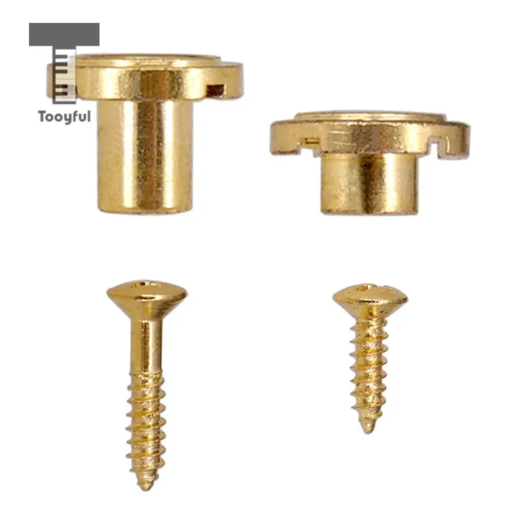 Tooyful Durable 2pcs Iron Guitar Round String Tree Retainer with Screws Set for Strat ST Electric Guitar Parts Golden
