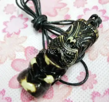

FREE SHIPPING 12 pcs Vintage Carved Tibetan Yak bone carving Character men face totem pendant talismans necklace Jewelry